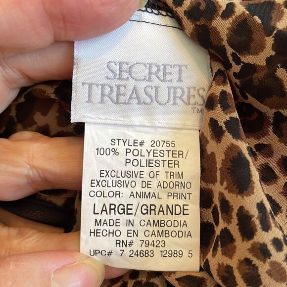 Secret Treasures leopard print sexy, strappy polyester nightgown - Picture 6 of 7